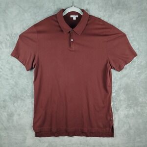 James Perse Polo Shirt Mens 3 L Brown Sueded Jersey Standard Supima Cotton USA